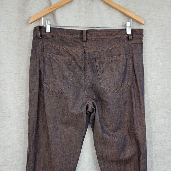 Peruvian Connection Cotton Linen Blend Denim Jeans Orange Black Fall Women's 12 - Picture 4 of 9